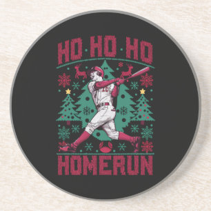 Ho Ho Homerun Baseball Ugly Weihnachts-Sweater Getränkeuntersetzer