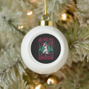 Ho Ho Homerun Baseball Ugly Weihnachts-Sweater Keramik Kugel-Ornament