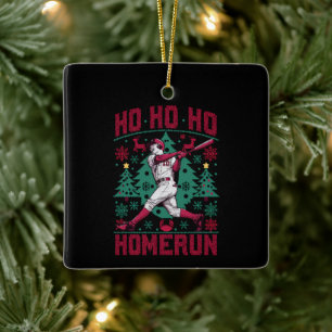 Ho Ho Homerun Baseball Ugly Weihnachts-Sweater Keramikornament