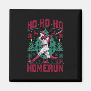 Ho Ho Homerun Baseball Ugly Weihnachts-Sweater Magnet