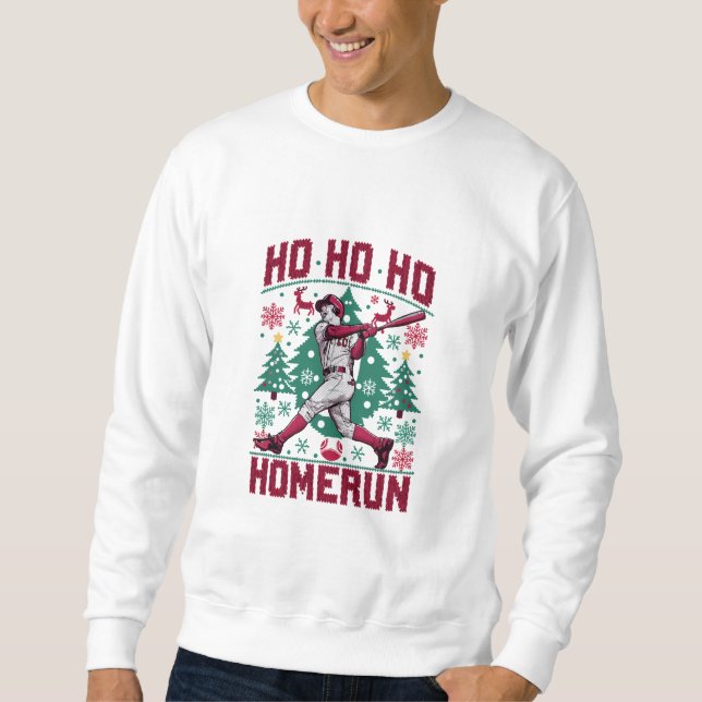 Ho Ho Homerun Baseball Ugly Weihnachts-Sweater Sweatshirt (Vorderseite)