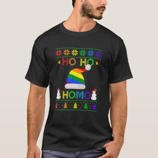 Ho Ho Homo Gay Christmas LGBT Rainbow Weihnachtsma T-Shirt