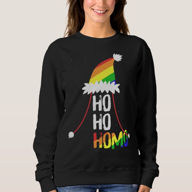 Ho Ho Homo Girls Weihnachtsmannmütze Weihnachten L Sweatshirt (Vorderseite)