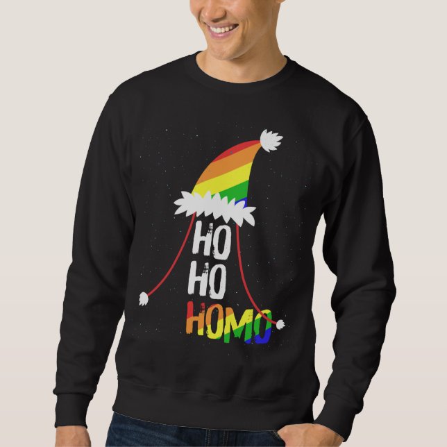 Ho Ho Homo Girls Weihnachtsmannmütze Weihnachten L Sweatshirt (Vorderseite)