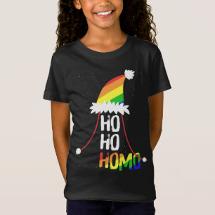 Ho Ho Homo Girls Weihnachtsmannmütze Weihnachten L T-Shirt