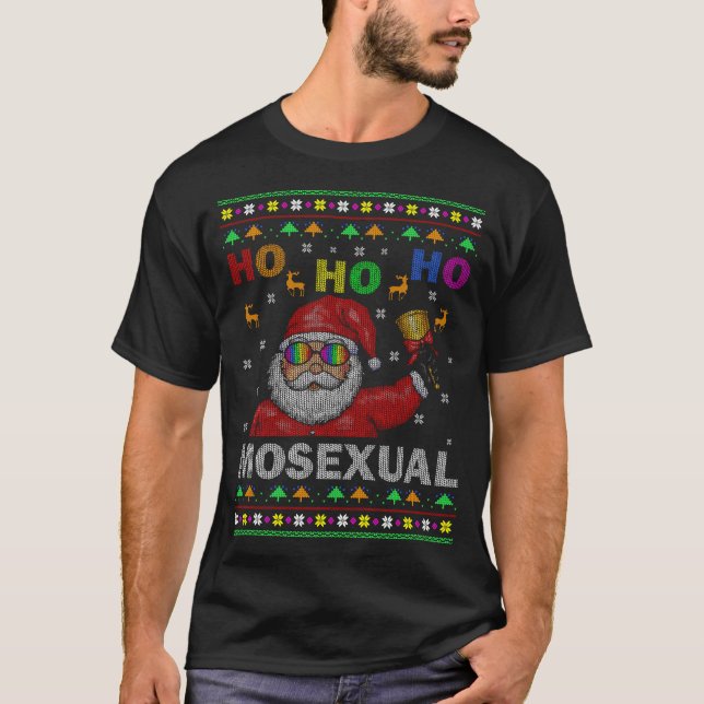 Ho Ho Homosexuelle Weihnachten Weihnachtsfeiertag  T-Shirt (Vorderseite)