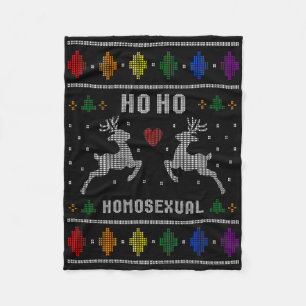 Ho Ho Homoual Gay Xmas Pride Ugly Weihnachten Schw Fleecedecke