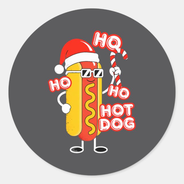 Ho Ho Hot Dog Funny Christmas– Festive Hot Dog In  Runder Aufkleber (Vorderseite)