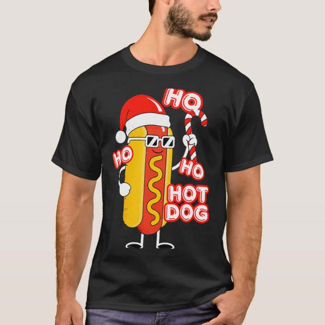 Ho Ho Hot Dog Funny Christmas– Festive Hot Dog In  T-Shirt (Vorderseite)