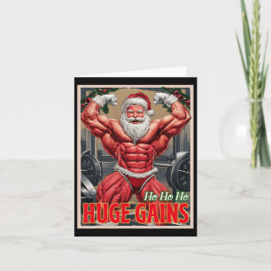 Ho Ho Huge Gains Pumping Bodybuilder Santa Christm Karte