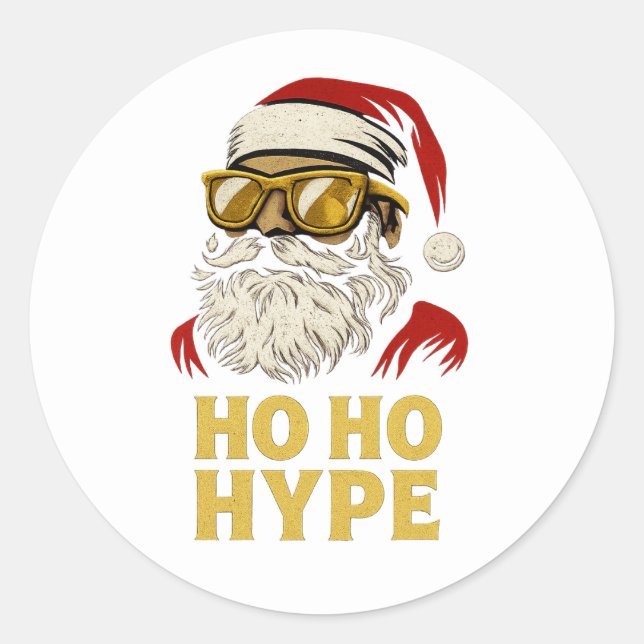HO HO HYPE – Santa Gold Runder Aufkleber (Vorderseite)