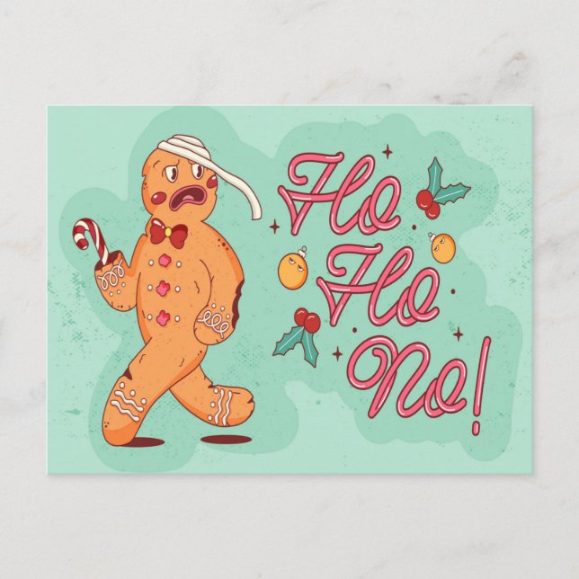 HO HO KEIN ILLUSTRATIONSDESIGN FEIERTAGSPOSTKARTE (Vorderseite)