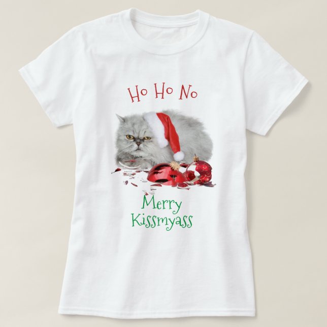 Ho HO keine Anti Weihnachts-Grumpy Kitty Cat T-Shirt (Design vorne)