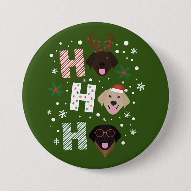 Ho Ho Labrador Retriever Frohe Weihnachten Button (Vorderseite)