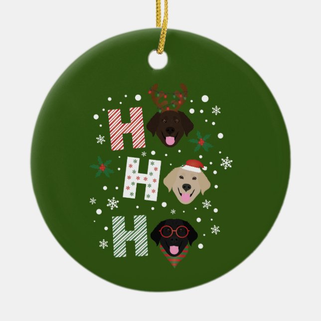 Ho Ho Labrador Retriever Frohe Weihnachten Keramik Ornament (Vorne)