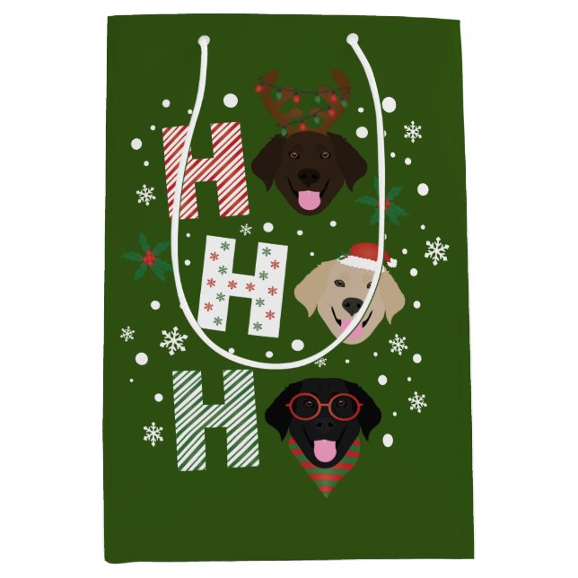 Ho Ho Labrador Retriever Frohe Weihnachten Mittlere Geschenktüte (Vorderseite)