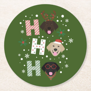 Ho Ho Labrador Retriever Frohe Weihnachten Runder Pappuntersetzer