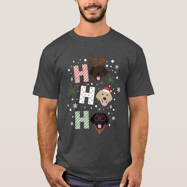 Ho Ho Labrador Retriever Frohe Weihnachten T-Shirt (Vorderseite)