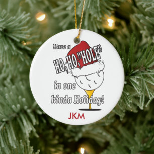 Ho, ho, Loch in einem Weihnachtsschmuck