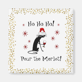 Ho Ho Merlot Funny Cat Weihnachtswein Zitat Magnet
