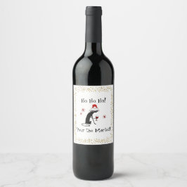 Ho Ho Merlot Funny Cat Weihnachtswein Zitat Weinetikett