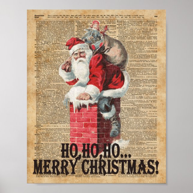Ho, Ho Merry Chirstmas Weihnachtsmann Wörterbuch K Poster (Vorne)