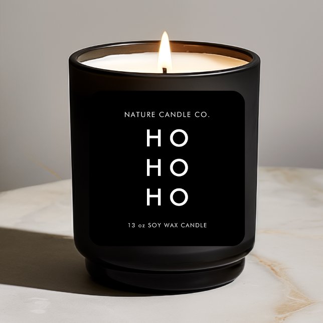 HO HO Minimalistisch Soy Candle | Moderne Weihnach Quadratischer Aufkleber (Von Creator hochgeladen)