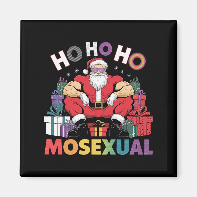 Ho Ho Mosexual Gay Santa LGBT Gay Pride Xmas Magnet (Vorne)