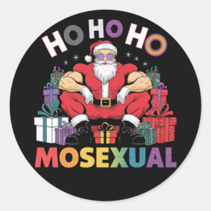 Ho Ho Mosexual Gay Santa LGBT Gay Pride Xmas Runder Aufkleber