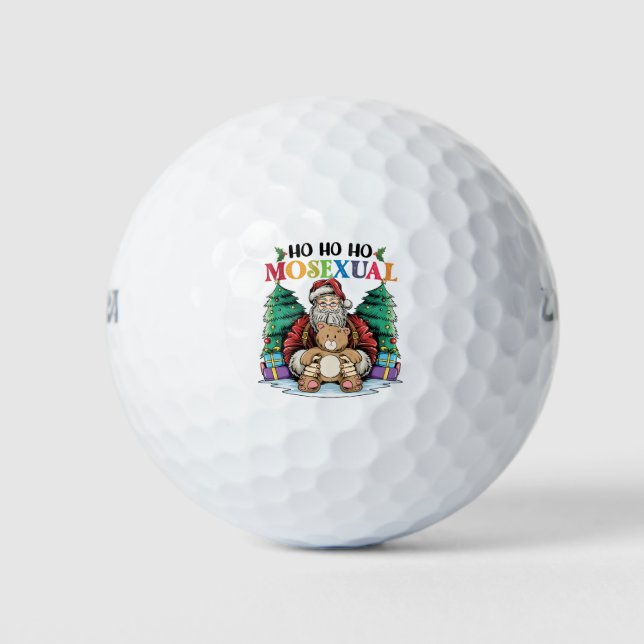 Ho Ho Mosexual Gay Santa LGBTQ Gay Weihnachten Golfball (Vorderseite)