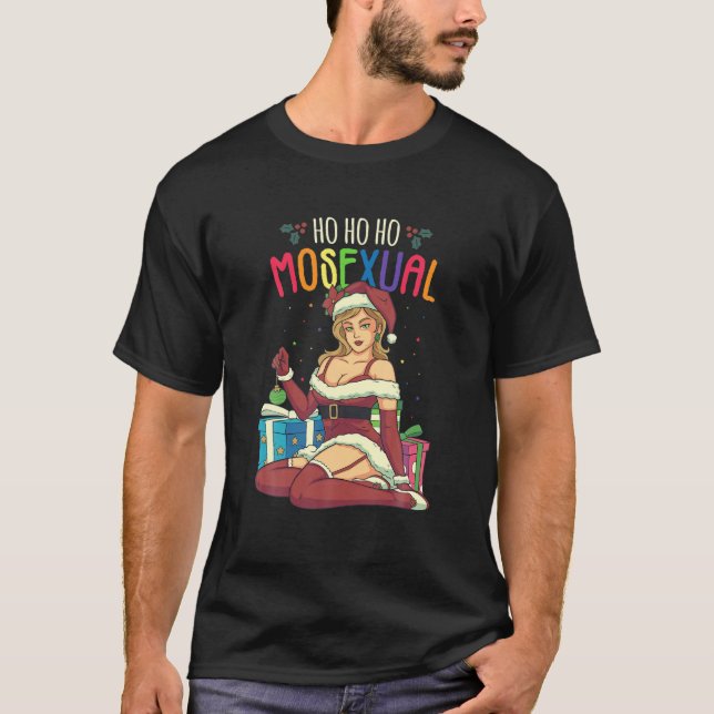 Ho Ho Mosexual LGBT Pun Claus Lesbian Pride T-Shirt (Vorderseite)