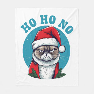 Ho ho nein - lustige mürrische Weihnachtsmann-Katz Fleecedecke