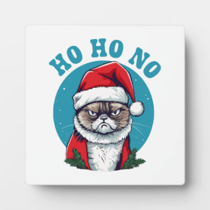 Ho ho nein - lustige mürrische Weihnachtsmann-Katz Fotoplatte