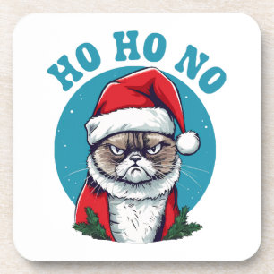 Ho ho nein - lustige mürrische Weihnachtsmann-Katz Getränkeuntersetzer