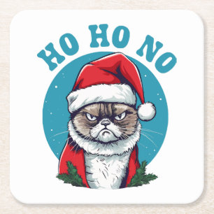 Ho ho nein - lustige mürrische Weihnachtsmann-Katz Rechteckiger Pappuntersetzer