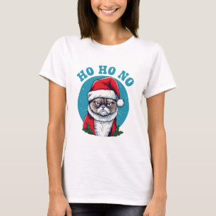 Ho ho nein - lustige mürrische Weihnachtsmann-Katz T-Shirt