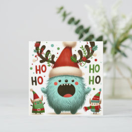 HO HO niedliche flauschige Santa Elves Feiertagskarte