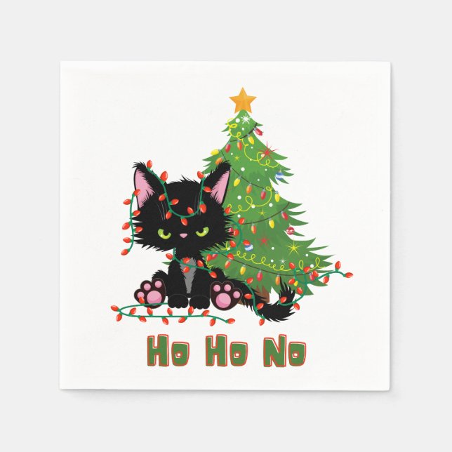 HO HO NO Christmas Cat Serviette (Vorderseite)
