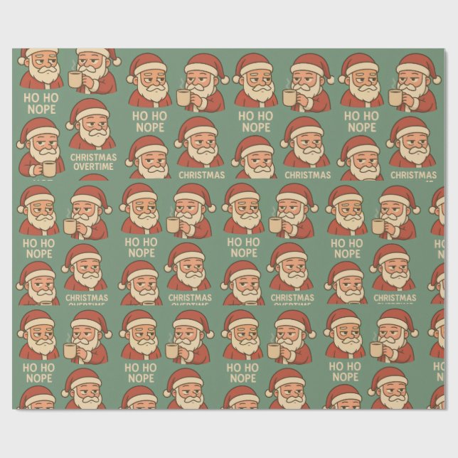HO HO Nope Green Background Geschenkpapier (Flach)
