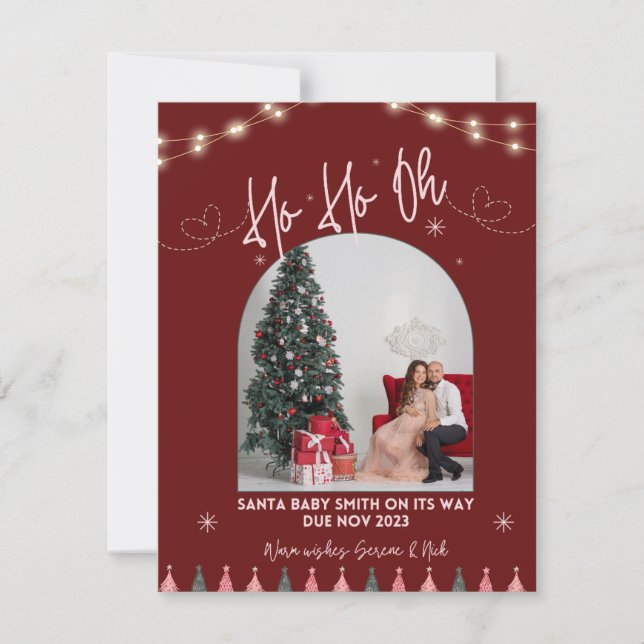 Ho ho oh Baby Weihnachtsschwangerschaft Feiertagskarte (Vorderseite)