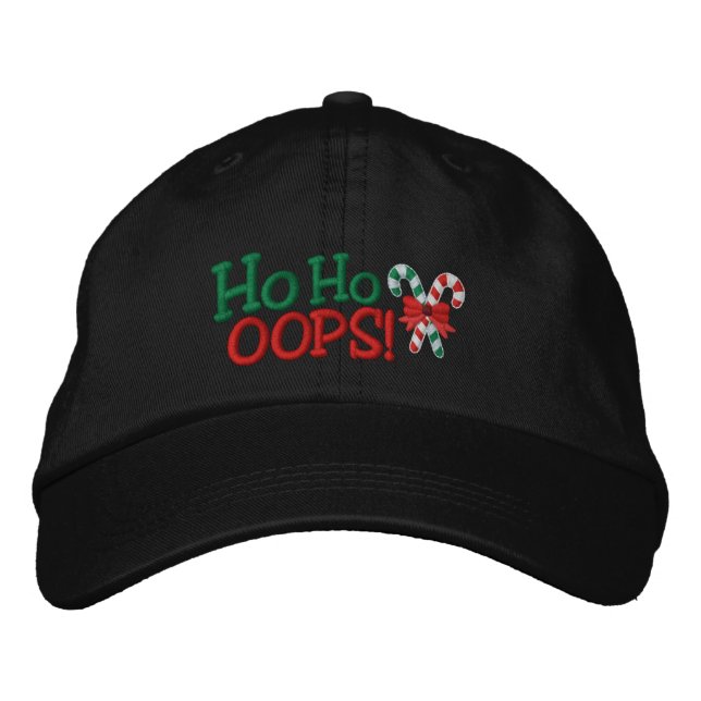 Ho Ho OOPS! Stickerei Candy Canes Bestickte Kappe (Vorderseite)