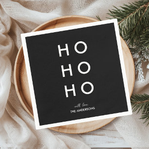 HO HO Personalisiert Familienname Schwarzer Weihna Serviette
