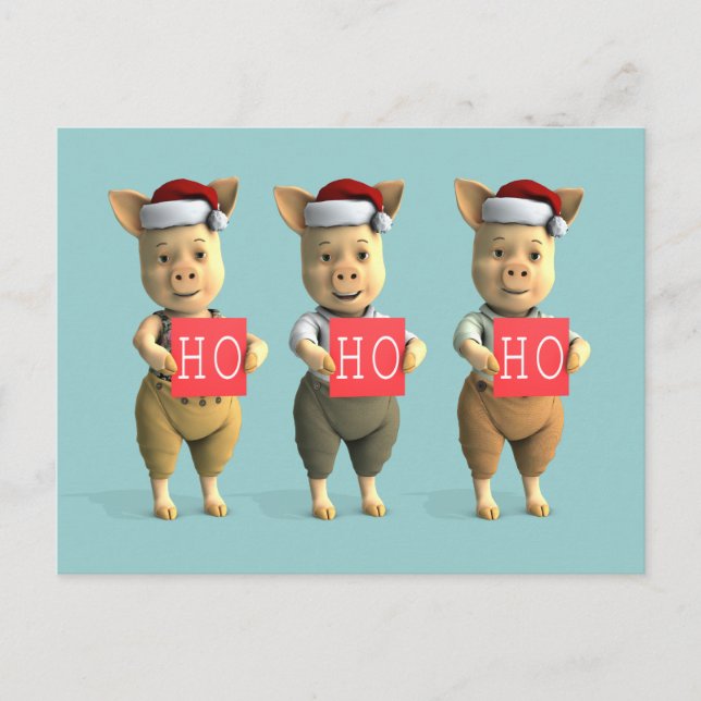 Ho Ho Piglets Postkarte (Vorderseite)