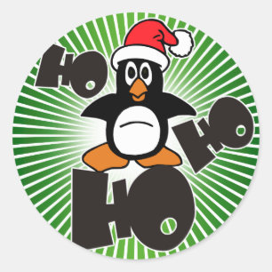 Ho Ho - Pinguin - fröhliche Weihnachten + Ihr Back Runder Aufkleber