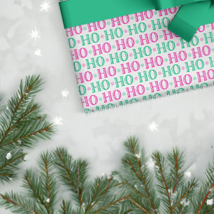 Ho Ho Pink und grüne Weihnachten Geschenkpapier