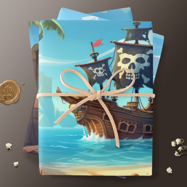 Ho Ho! Pirate Paradise Island Geburtstag Geschenkpapier Set (Von Creator hochgeladen)