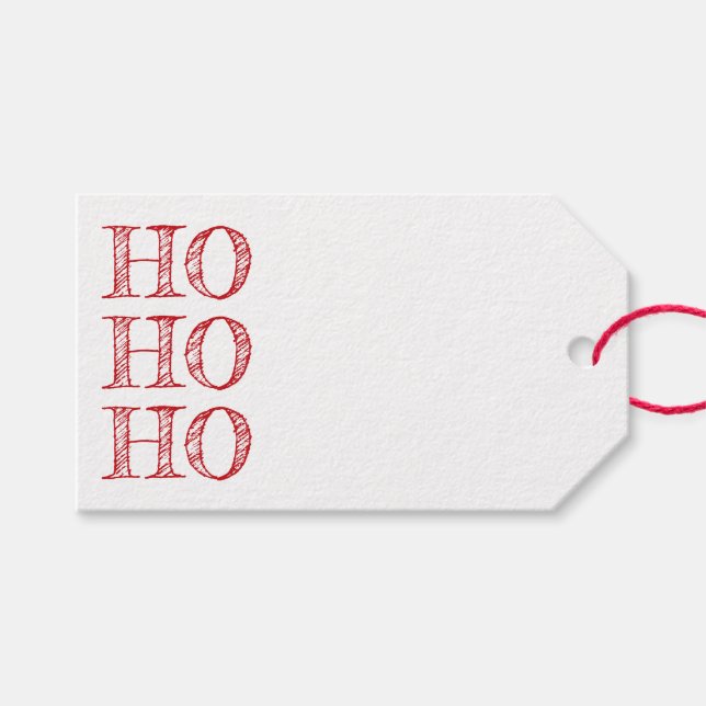Ho Ho Red kraft Blankowein, handschriftlich Weihna Geschenkanhänger (Vorderseite (Horizontal))