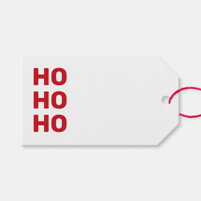 Ho Ho Rot & Weiß Blanko Moderne Weihnachten Geschenkanhänger (Vorderseite (Horizontal))