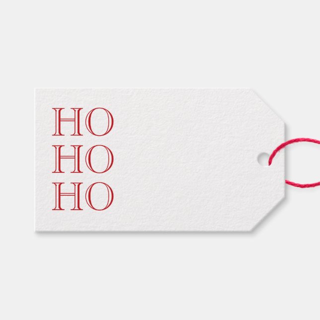 Ho Ho Rot & Weiß Blanko Moderne Weihnachten Geschenkanhänger (Vorderseite (Horizontal))