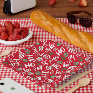 Ho Ho Rote und grüne Weihnachtsbände Rot Pappteller